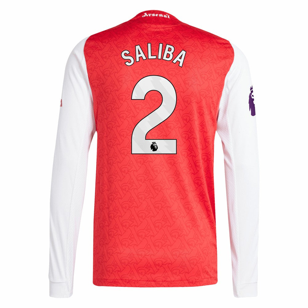 William Saliba Arsenal 2025/26 Home Long Sleeve Player Jersey - Red on sale