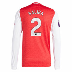 William Saliba Arsenal 2025/26 Home Long Sleeve Player Jersey - Red on sale