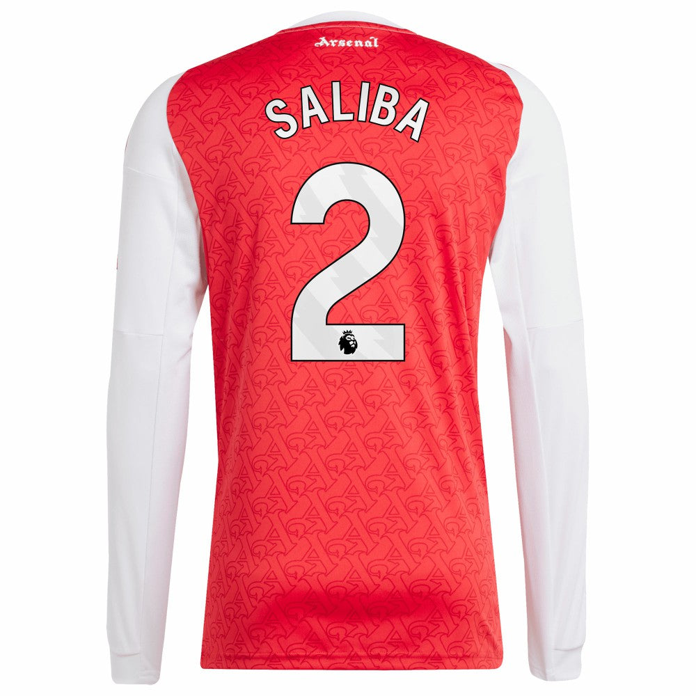 William Saliba Arsenal 2025/26 Home Replica Long Sleeve Player Jersey - Red on sale