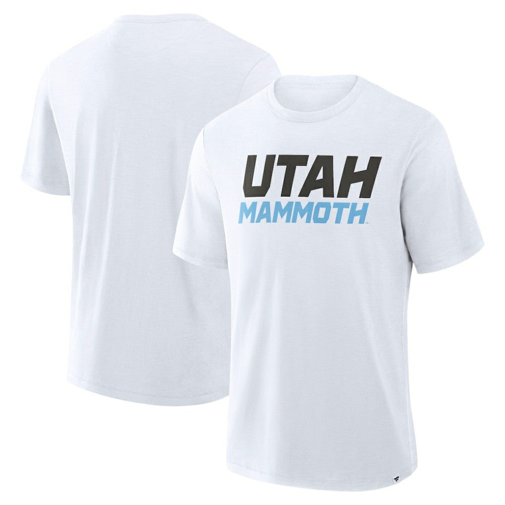 Utah Mammoth Fanatics Wordmark Stadium Slub T-Shirt - White T-shirts