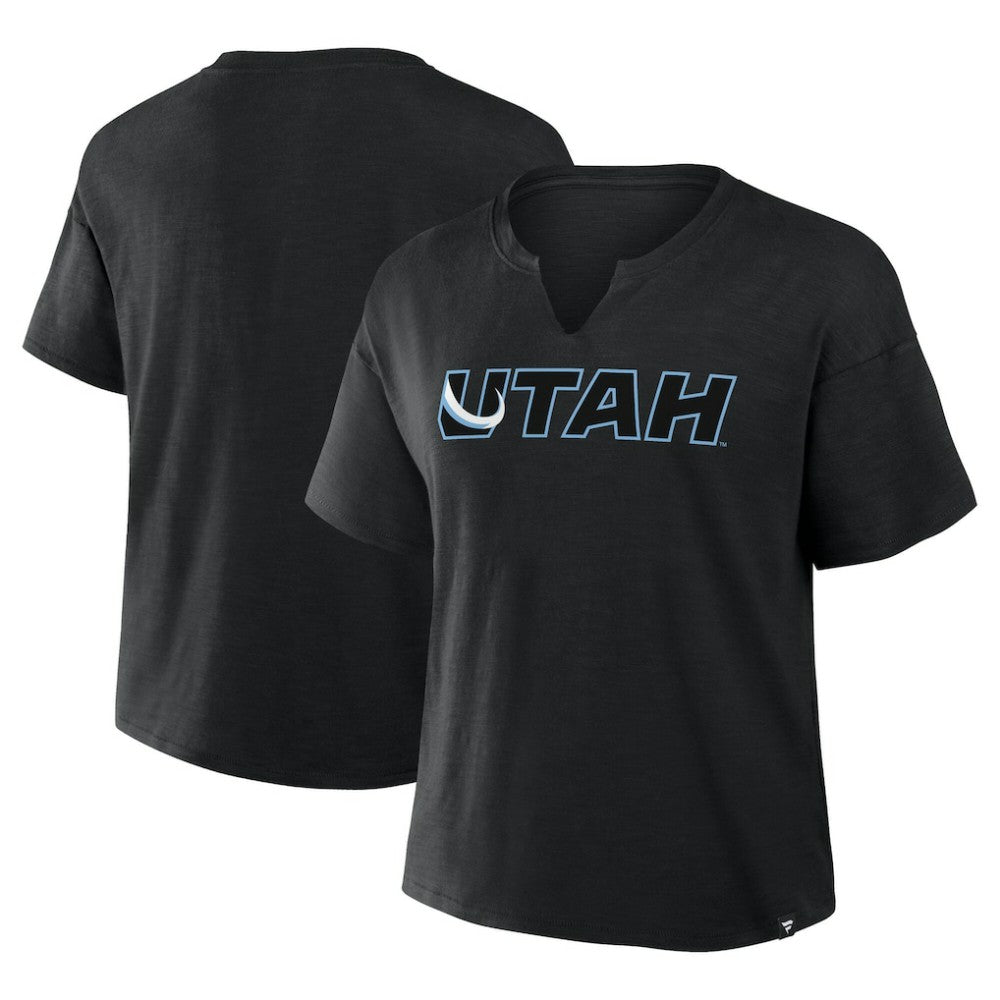 Utah Mammoth Fanatics Women's Combo Stadium Slub Boxy T-Shirt - Black T-shirts