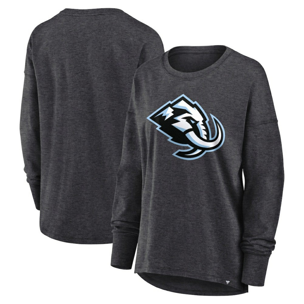 Utah Mammoth Fanatics Women's Primary Logo Legacy Long Sleeve T-Shirt - Heather Charcoal T-shirts
