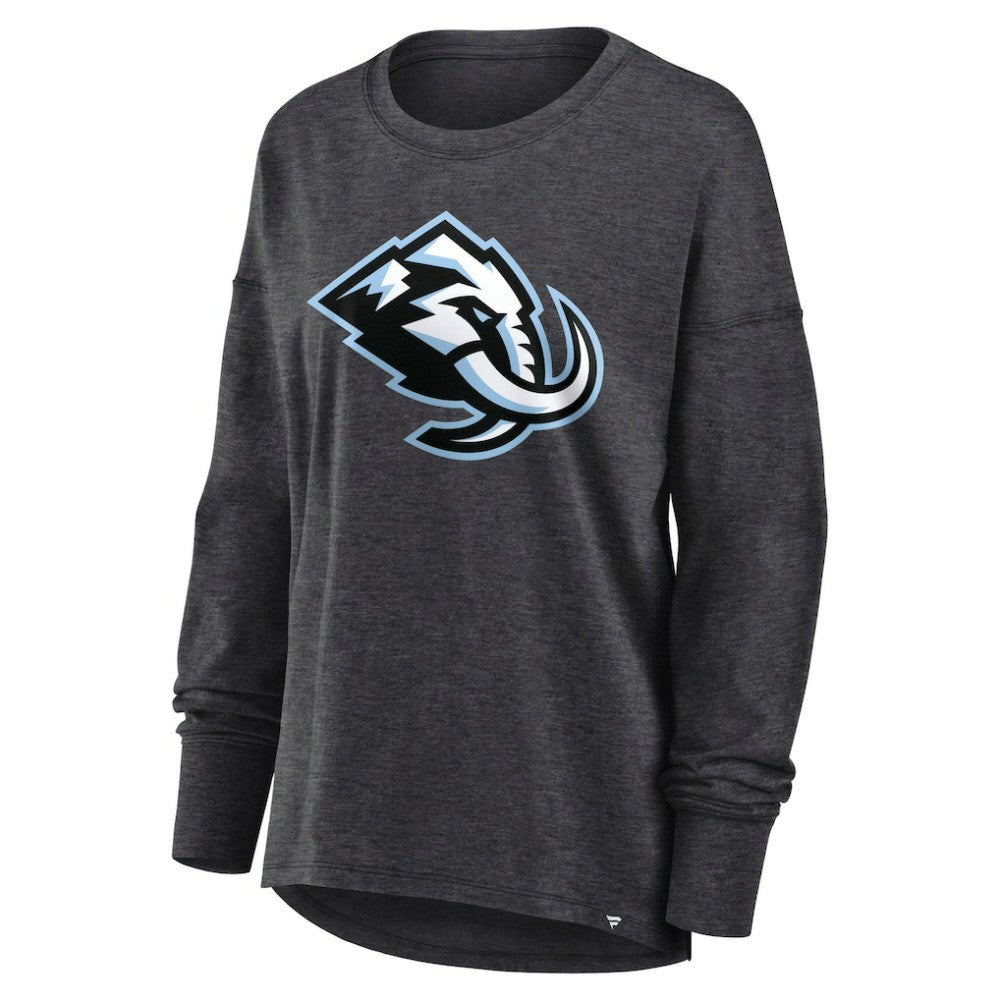 Utah Mammoth Fanatics Women's Primary Logo Legacy Long Sleeve T-Shirt - Heather Charcoal T-shirts