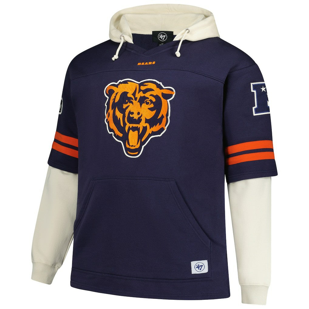 Chicago Bears '47 Big & Tall Split Zone Cornerback V-Neck Hoodie - Navy on sale