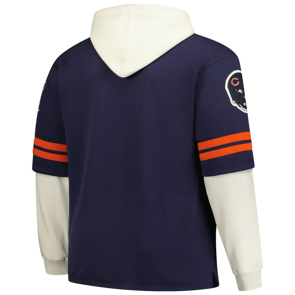 Chicago Bears '47 Big & Tall Split Zone Cornerback V-Neck Hoodie - Navy on sale