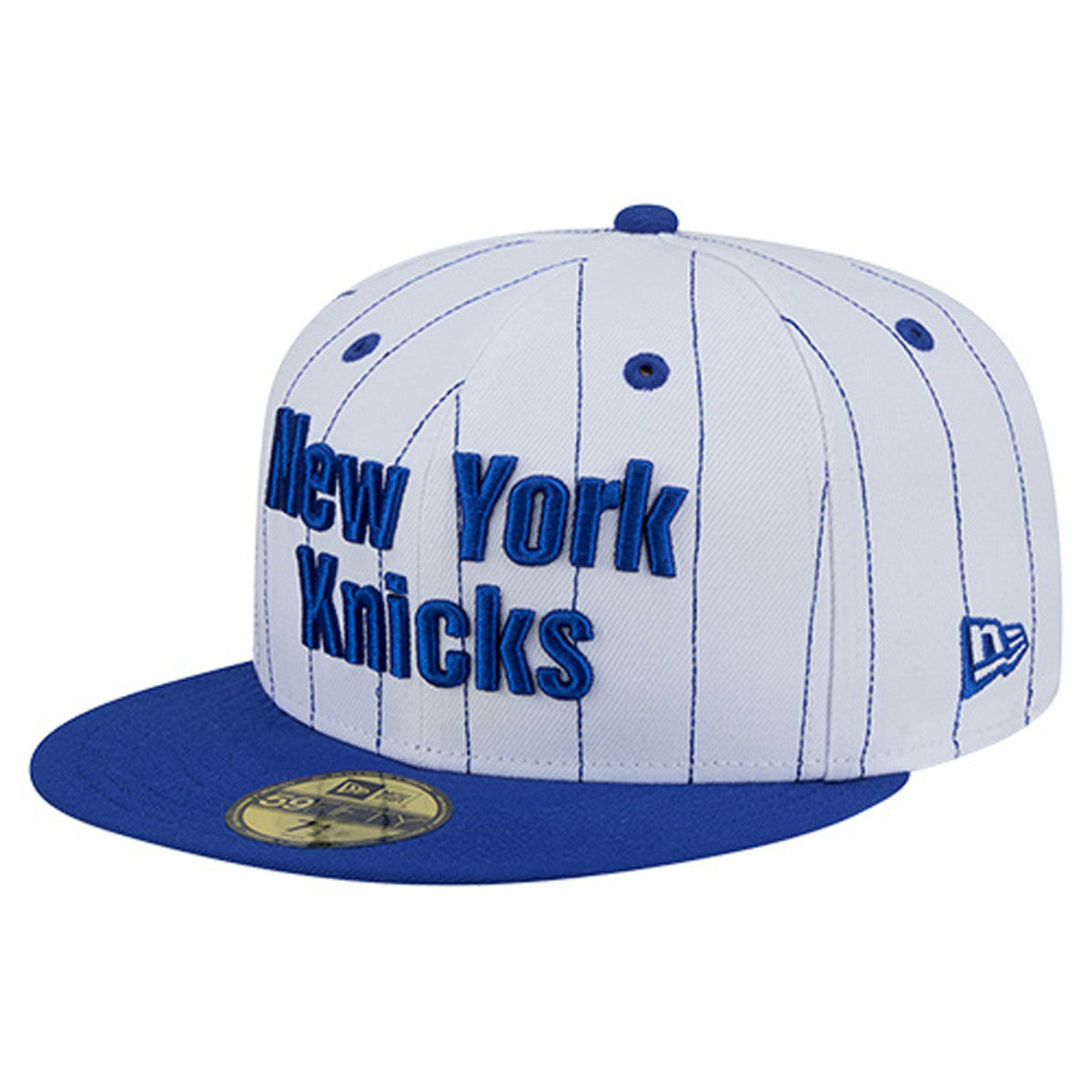 New York Knicks Wordmark Pinstripe 59FIFTY Fitted Hat - White on sale