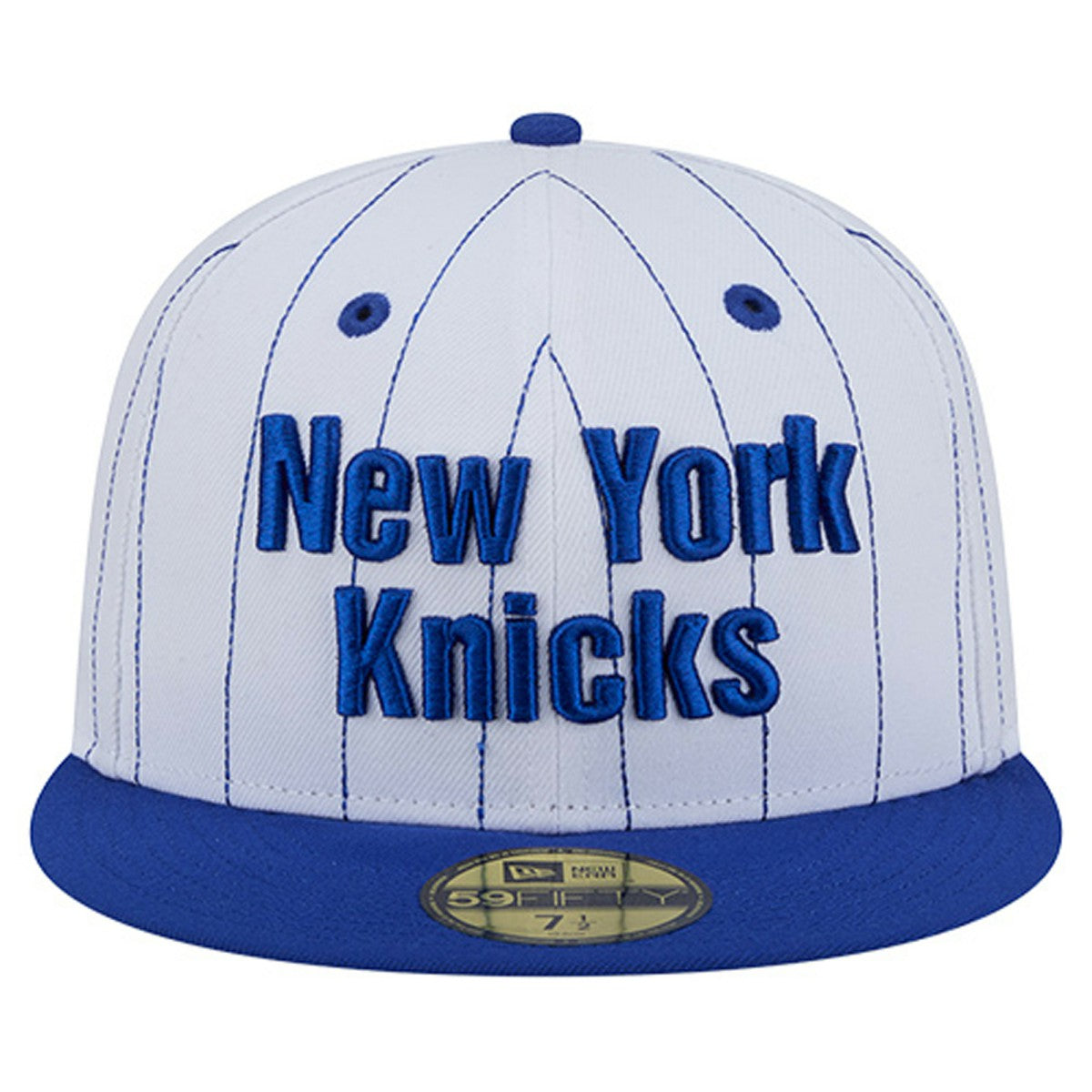 New York Knicks Wordmark Pinstripe 59FIFTY Fitted Hat - White on sale