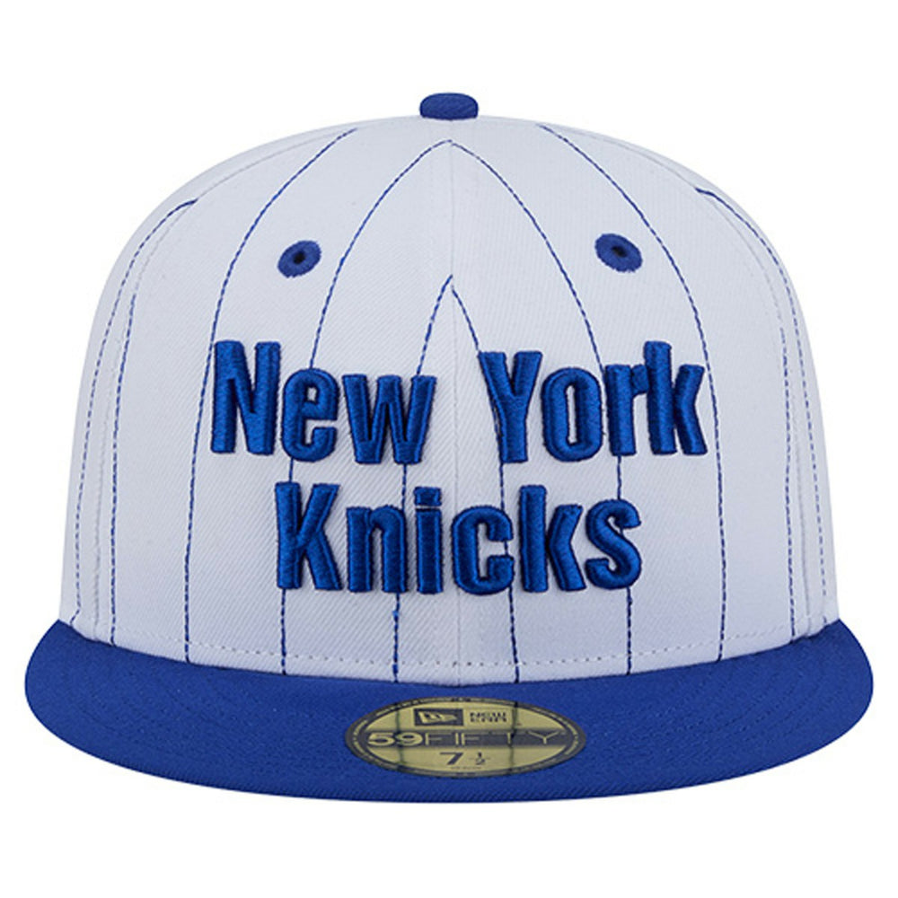 New York Knicks Wordmark Pinstripe 59FIFTY Fitted Hat - White on sale