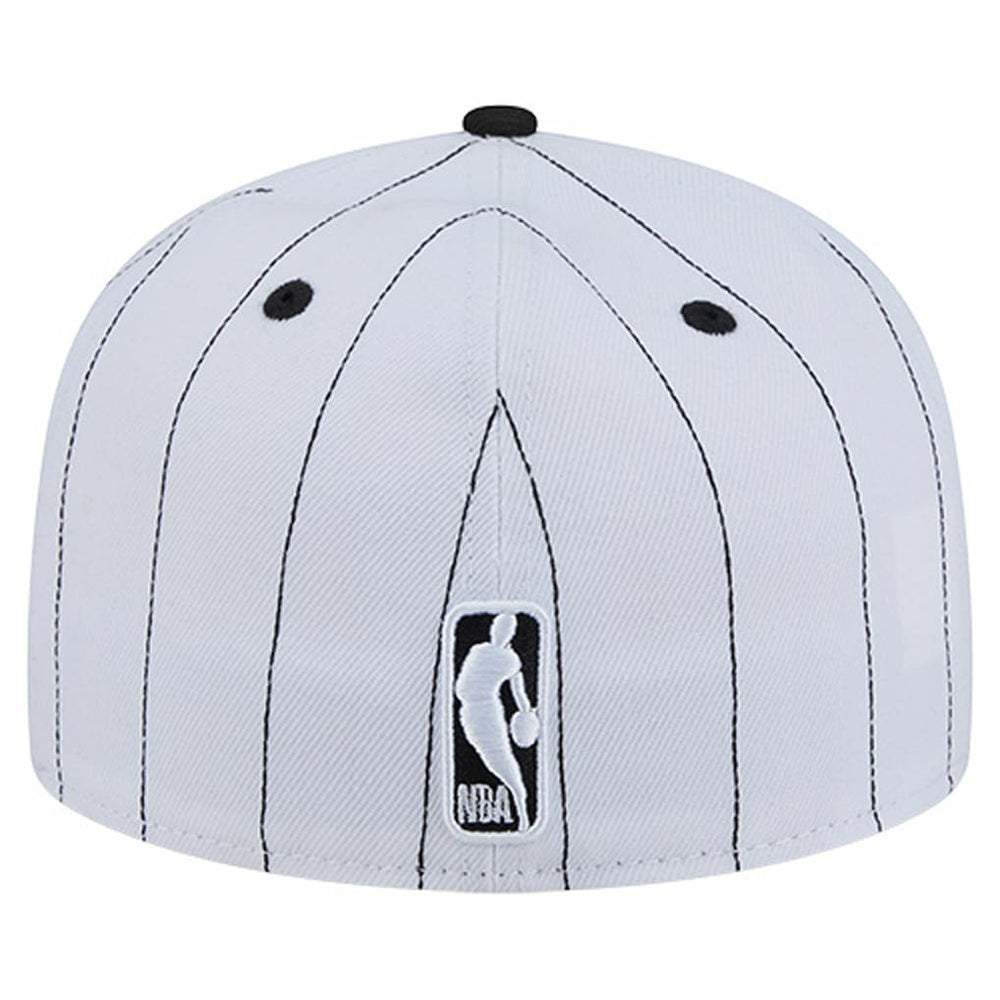 Chicago Bulls Wordmark Pinstripe 59FIFTY Fitted Hat - White discount