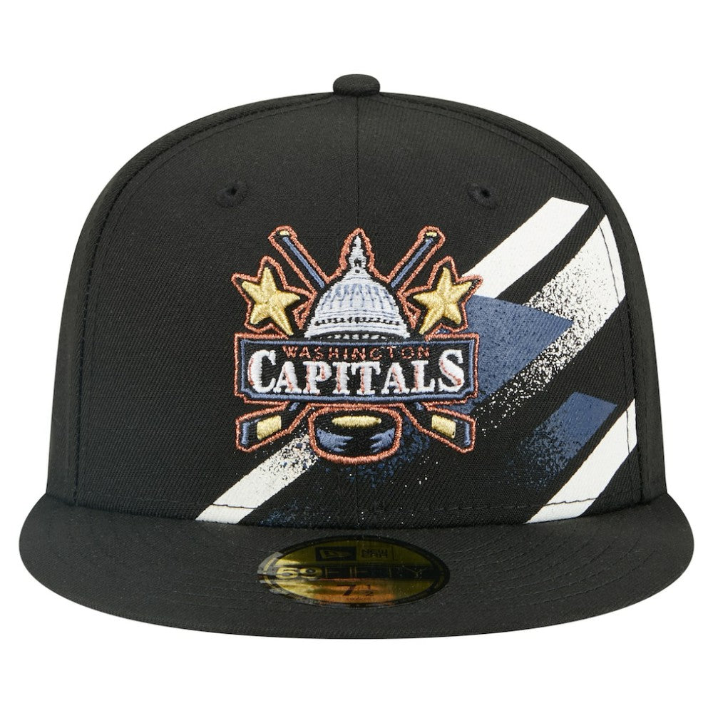Washington Capitals New Era Faded Lines 59FIFTY Fitted Hat - Black Hats