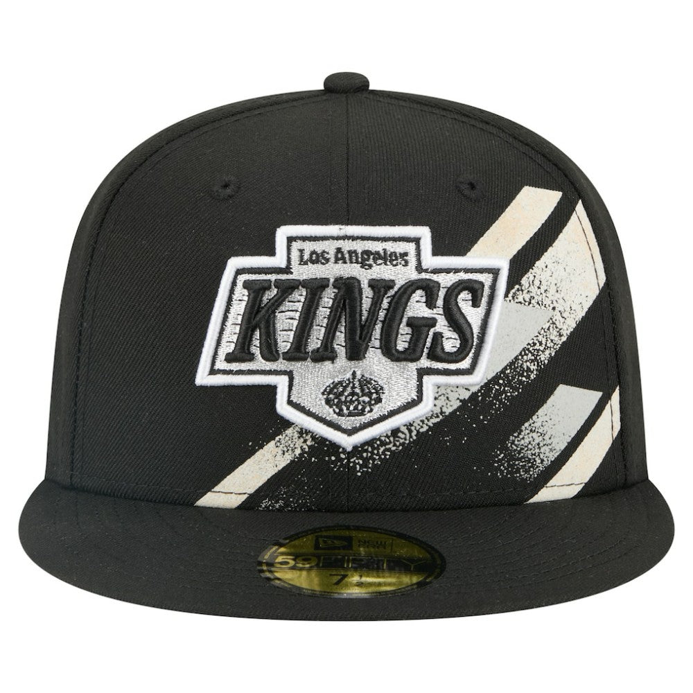 Los Angeles Kings New Era Faded Lines 59FIFTY Fitted Hat - Black Hats