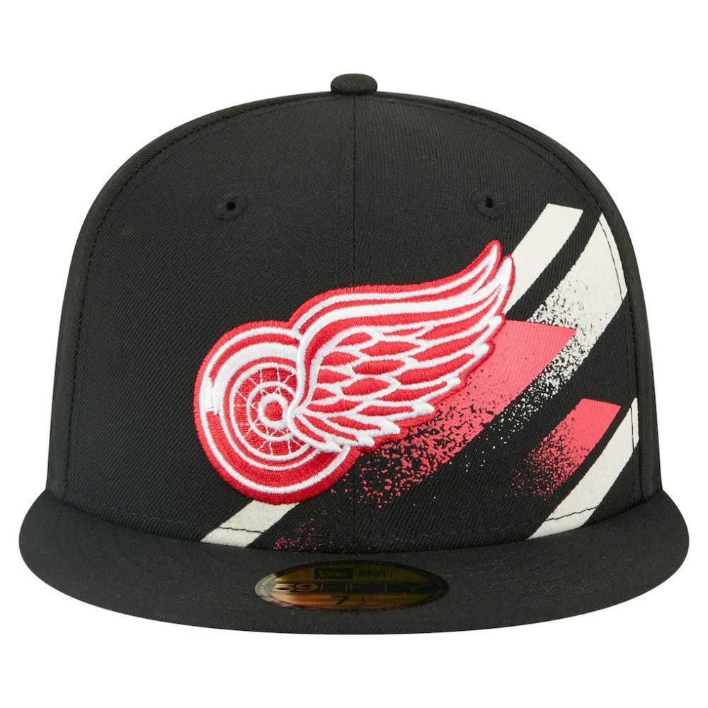 Detroit Red Wings New Era Faded Lines 59FIFTY Fitted Hat - Black Hats