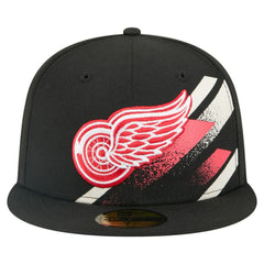 Detroit Red Wings New Era Faded Lines 59FIFTY Fitted Hat - Black Hats