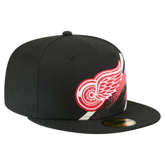 Detroit Red Wings New Era Faded Lines 59FIFTY Fitted Hat - Black Hats