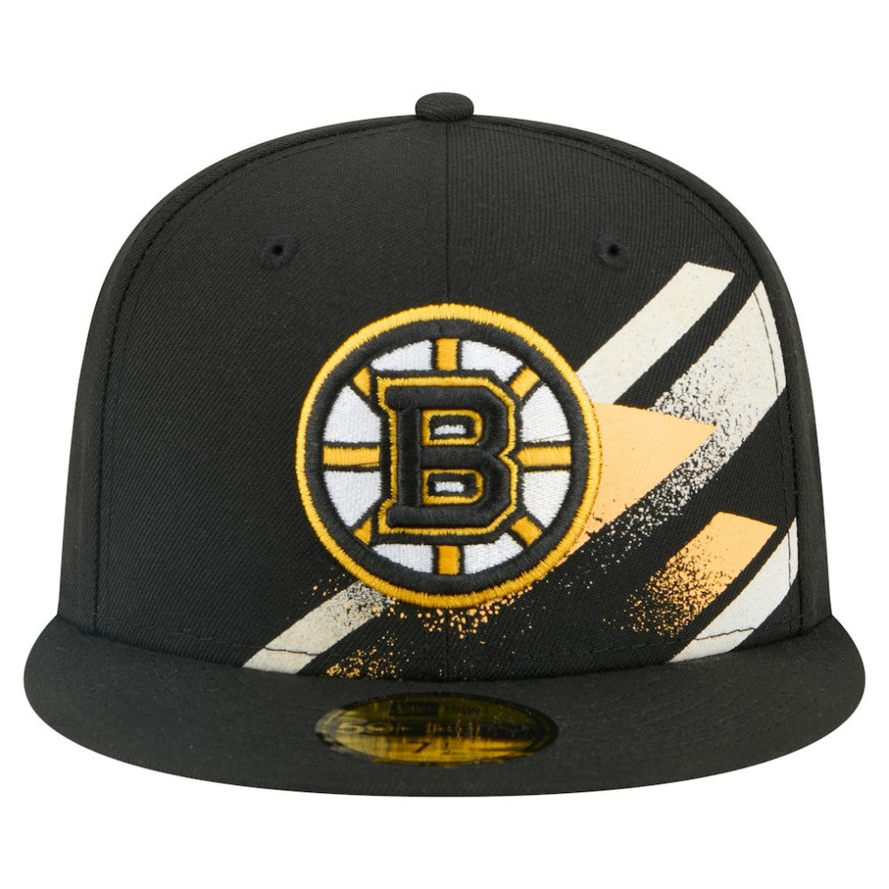 Boston Bruins New Era Faded Lines 59FIFTY Fitted Hat - Black Hats