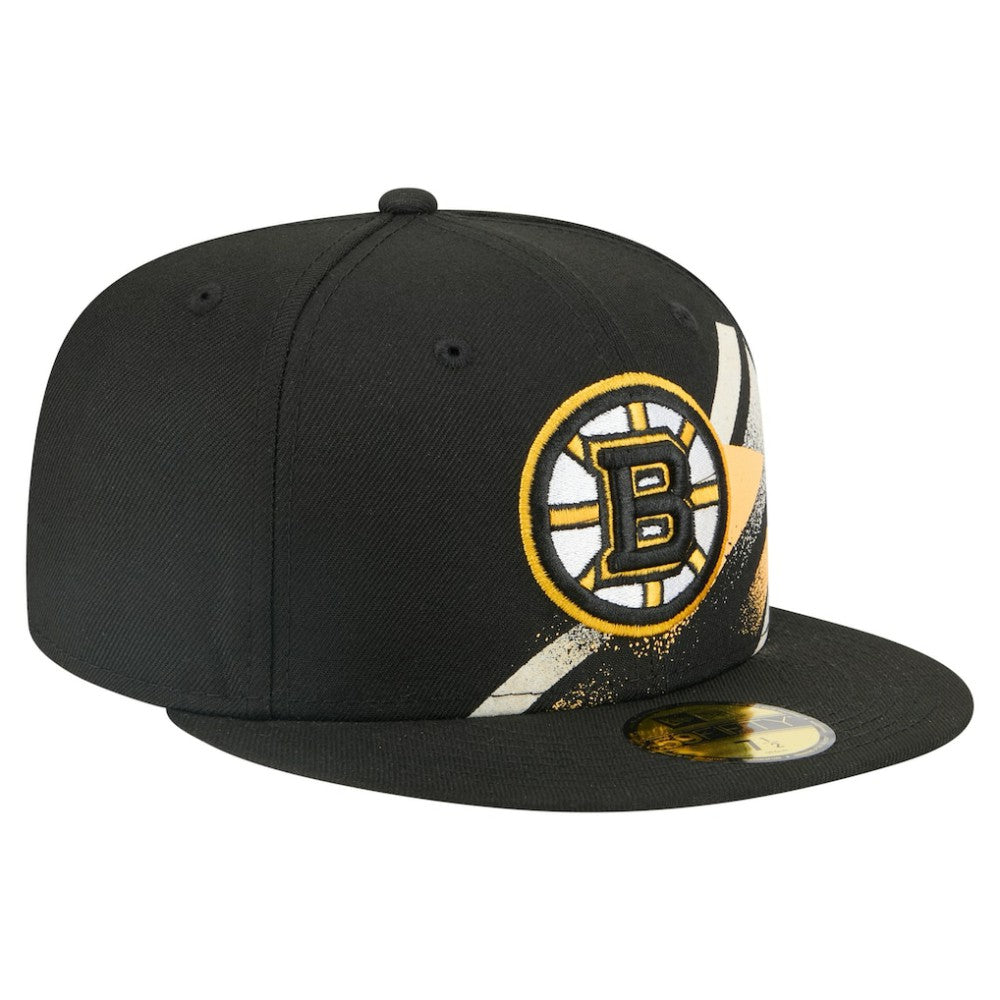 Boston Bruins New Era Faded Lines 59FIFTY Fitted Hat - Black Hats