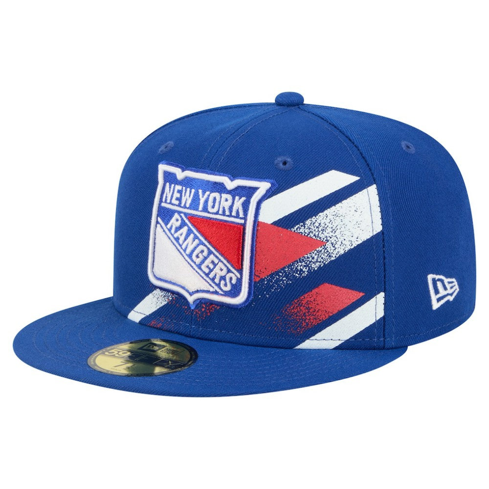 New York Rangers New Era Faded Lines 59FIFTY Fitted Hat - Blue Hats