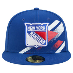 New York Rangers New Era Faded Lines 59FIFTY Fitted Hat - Blue Hats