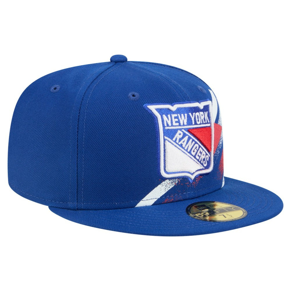 New York Rangers New Era Faded Lines 59FIFTY Fitted Hat - Blue Hats