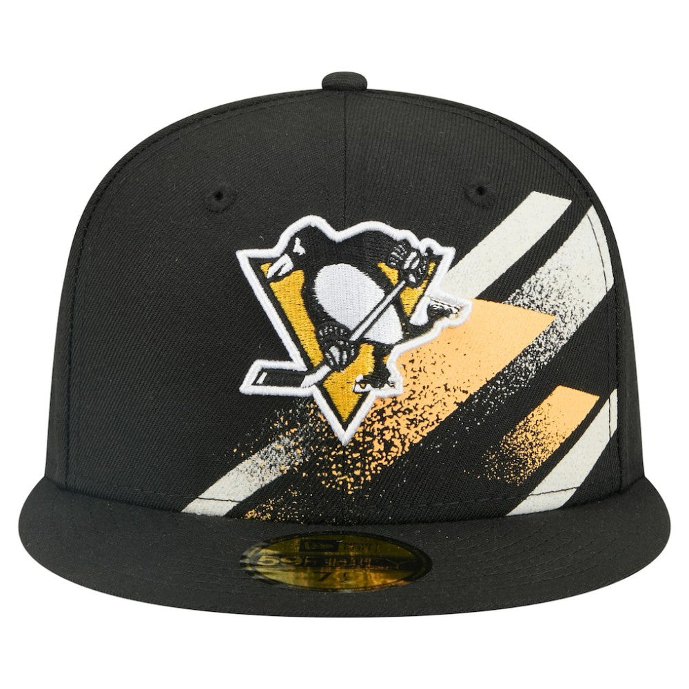 Pittsburgh Penguins New Era Faded Lines 59FIFTY Fitted Hat - Black Hats
