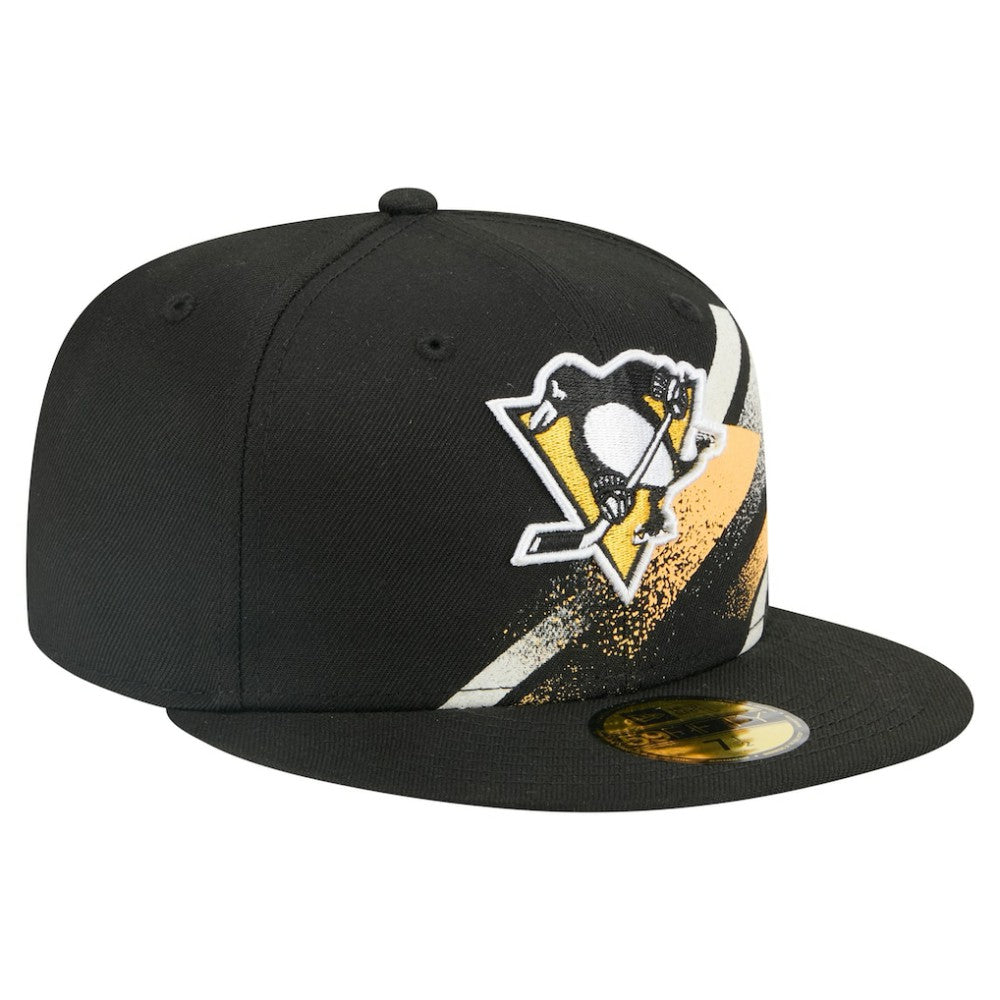 Pittsburgh Penguins New Era Faded Lines 59FIFTY Fitted Hat - Black Hats