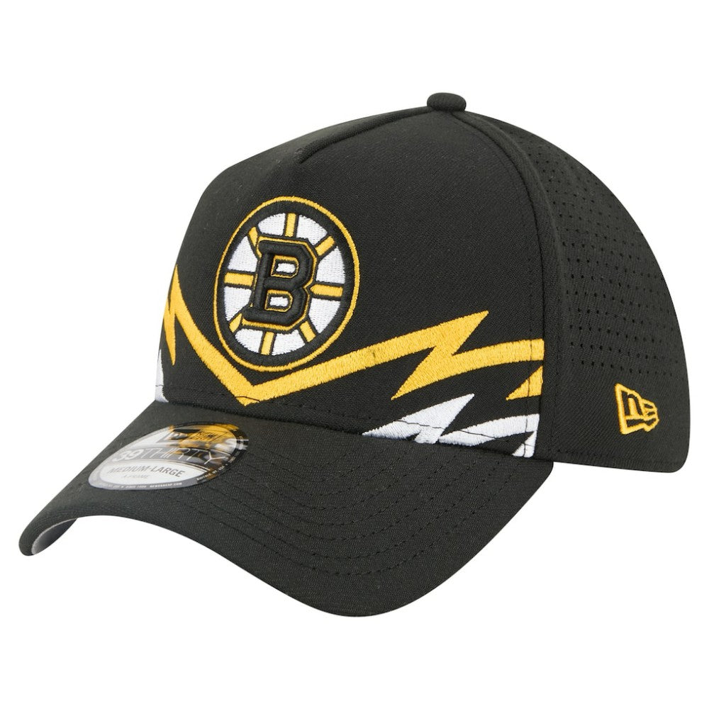 Boston Bruins New Era 39THIRTY A-Frame Perforated Flex Hat - Black Hats