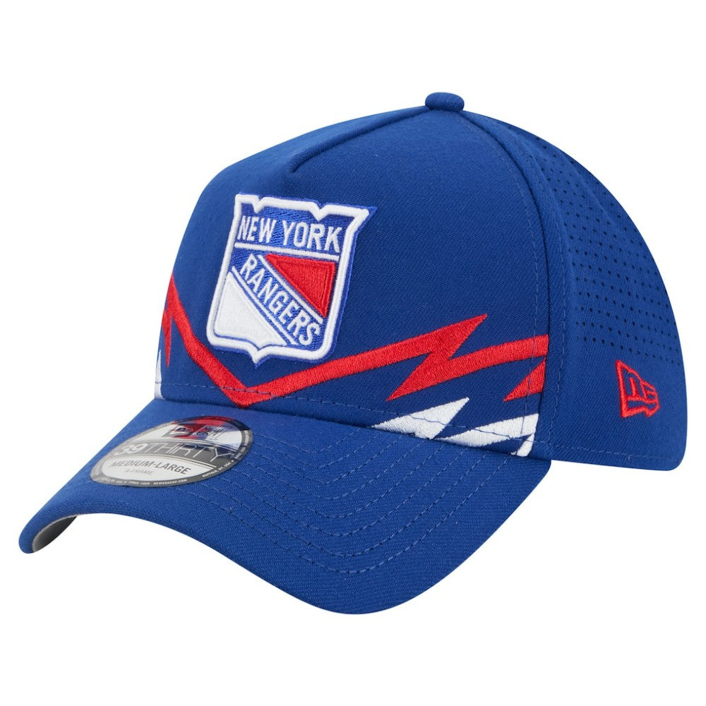 New York Rangers New Era 39THIRTY A-Frame Perforated Flex Hat - Blue Hats