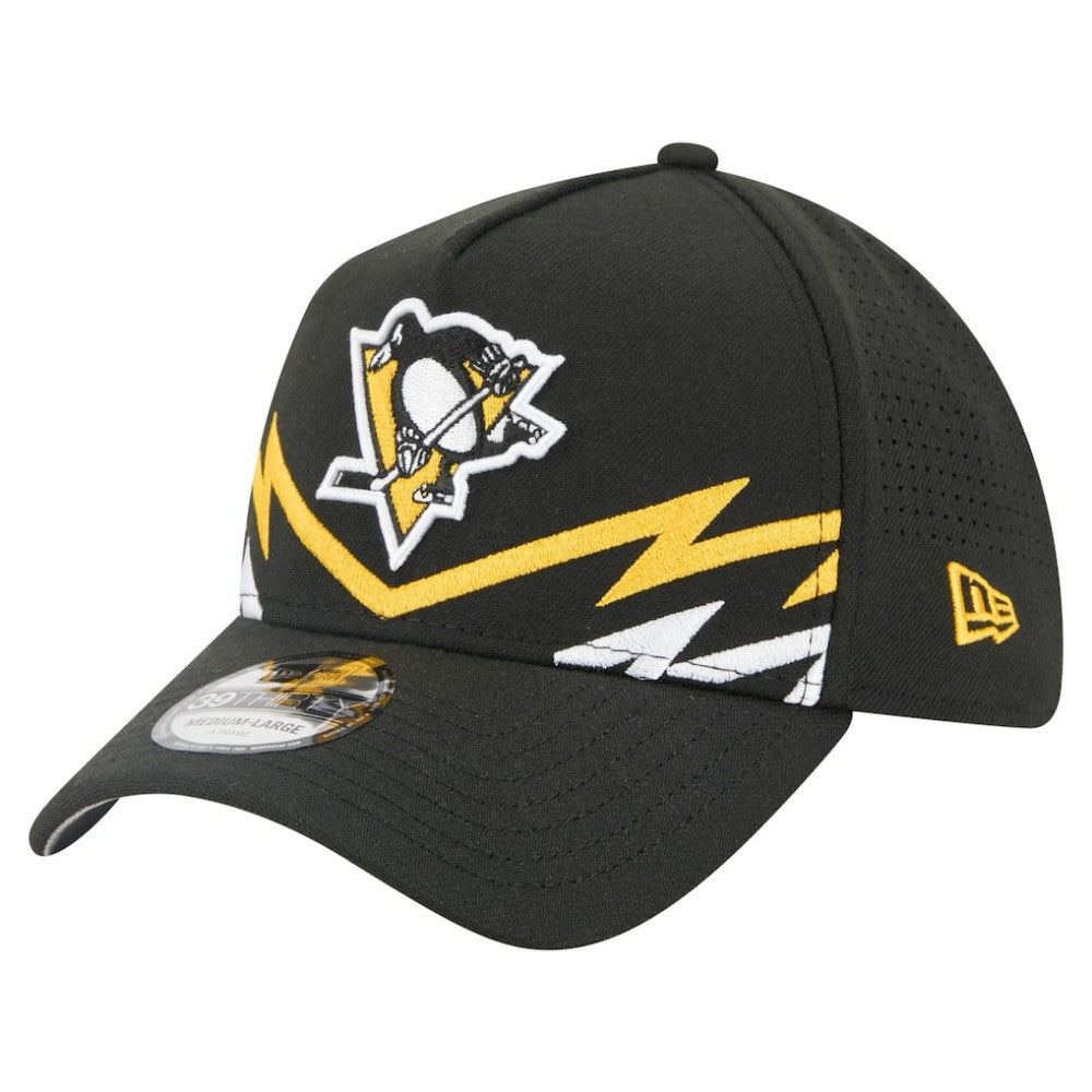 Pittsburgh Penguins New Era 39THIRTY A-Frame Perforated Flex Hat - Black Hats