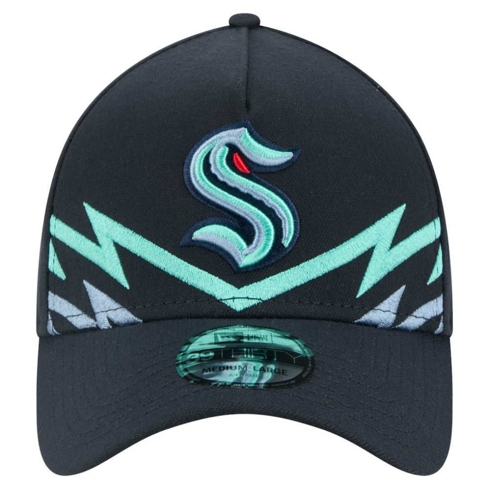 Seattle Kraken New Era Zig Zag 39THIRTY A-Frame Perforated Flex Hat - Deep Sea Blue Hats