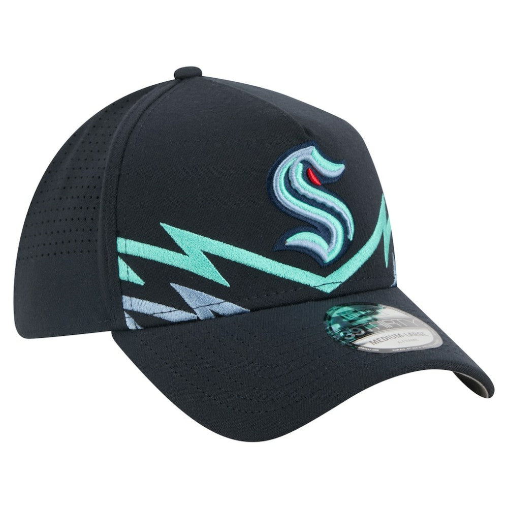 Seattle Kraken New Era Zig Zag 39THIRTY A-Frame Perforated Flex Hat - Deep Sea Blue Hats