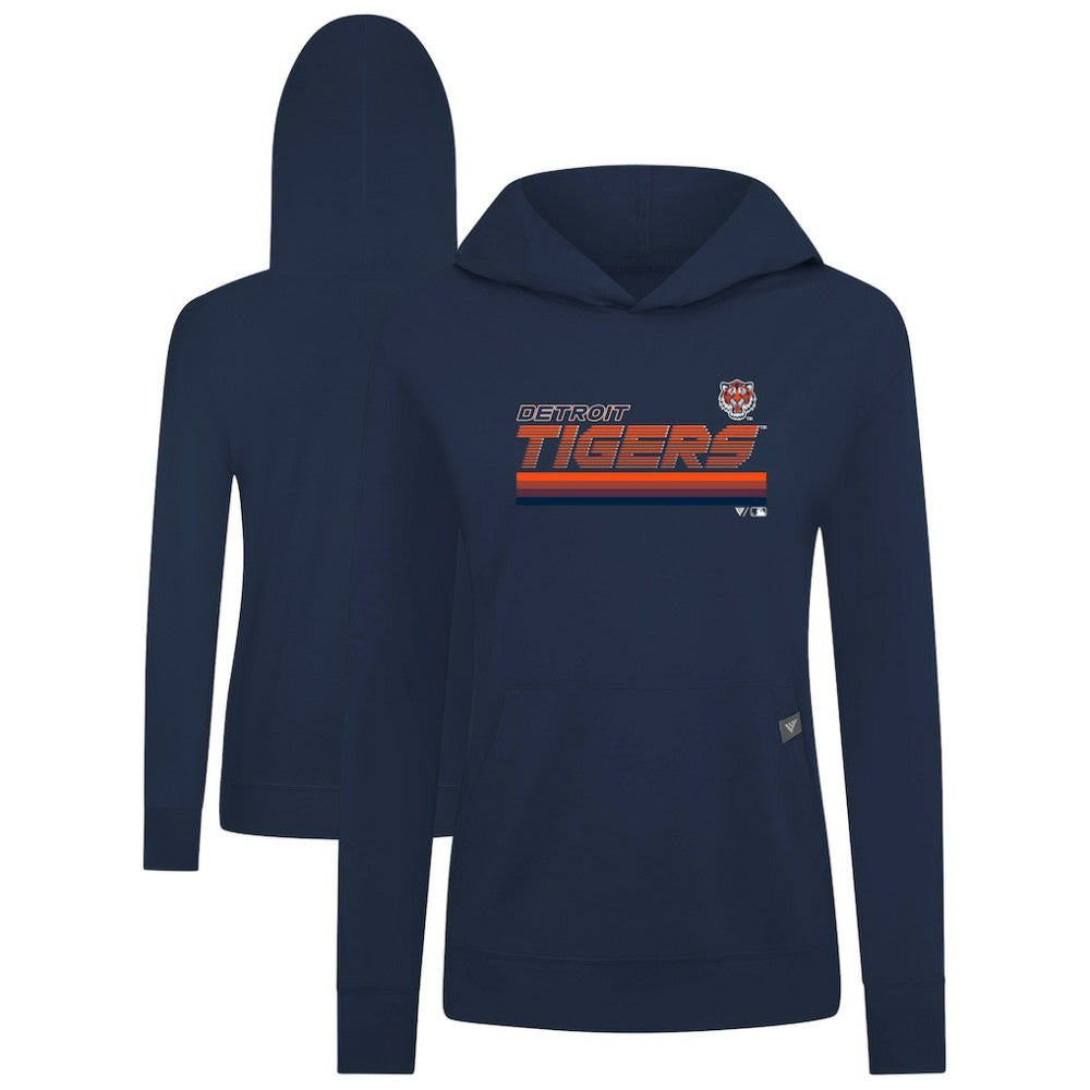 Detroit Tigers Levelwear Women's Relay Breaker Pullover Hoodie Navy