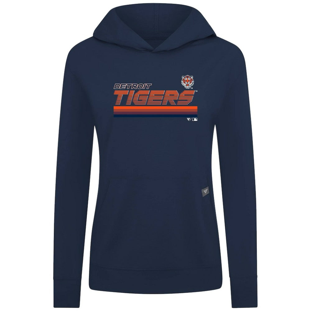 Detroit Tigers Levelwear Women's Relay Breaker Pullover Hoodie Navy