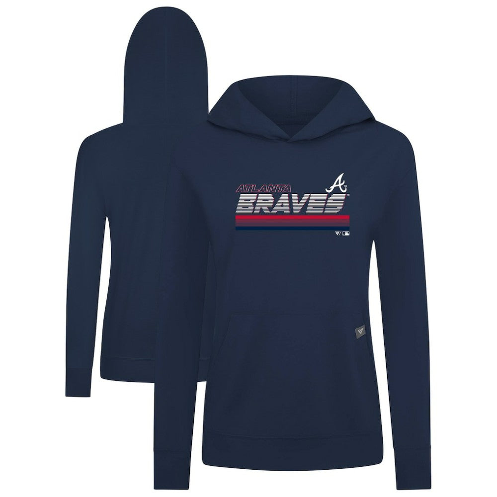 Atlanta Braves Levelwear Women's Relay Breaker Pullover Hoodie Navy