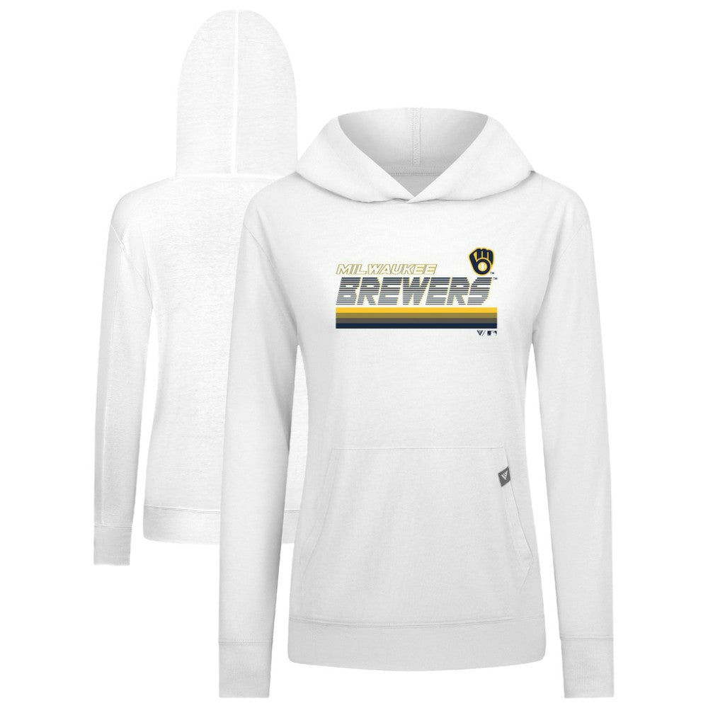 Milwaukee Brewers Levelwear Women's Relay Breaker Pullover Hoodie White