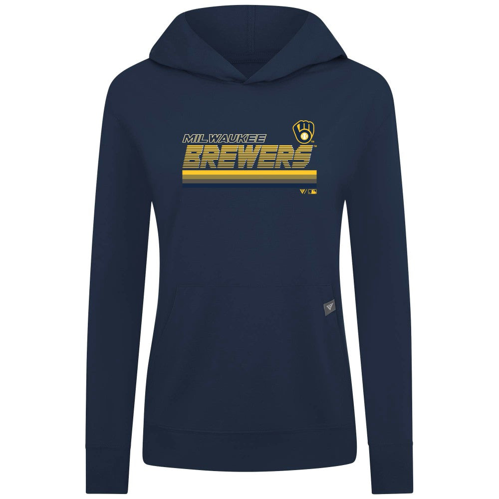 Milwaukee Brewers Levelwear Women's Relay Breaker Pullover Hoodie Navy