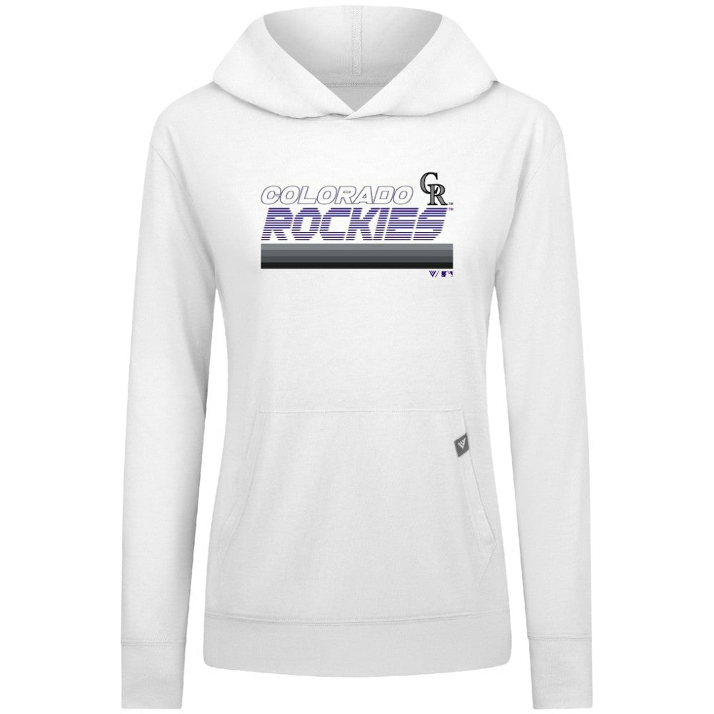 Colorado Rockies Levelwear Women's Relay Breaker Pullover Hoodie White