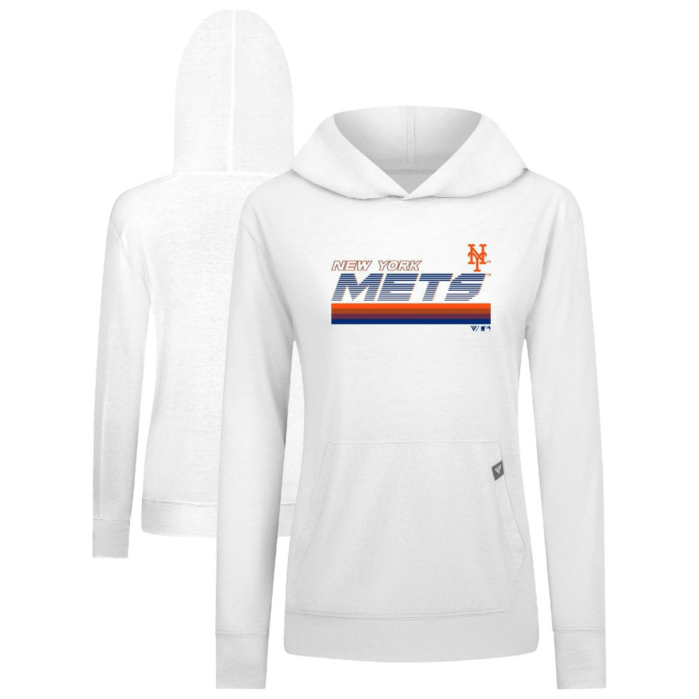 New York Mets Levelwear Women's Relay Breaker Pullover Hoodie White