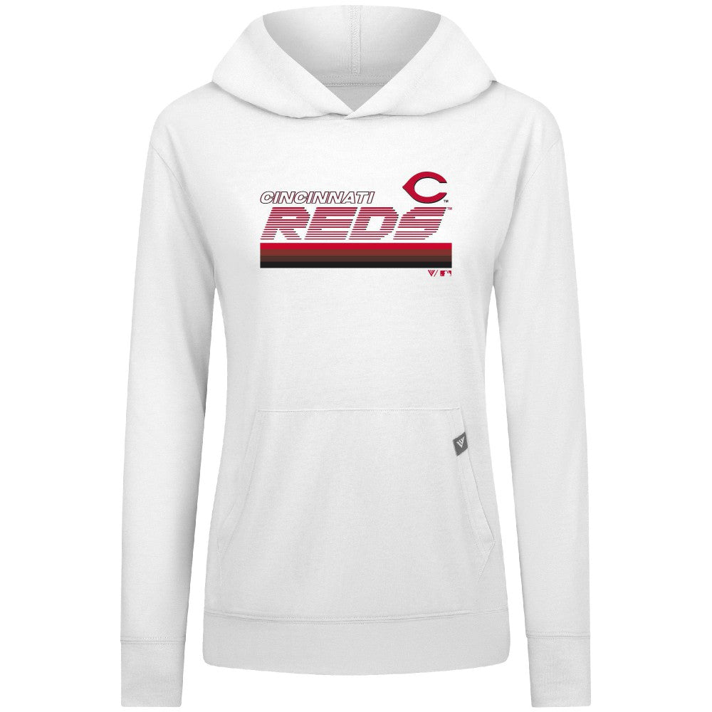 Cincinnati Reds Levelwear Women's Relay Breaker Pullover Hoodie White