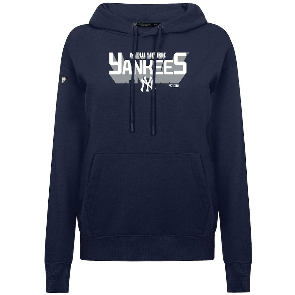 New York Yankees Levelwear Women's Adorn Retro 3D Pullover Hoodie Navy