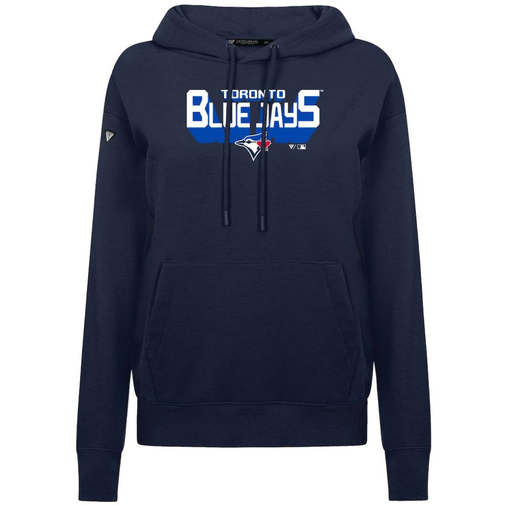Toronto Blue Jays Levelwear Women's Adorn Retro 3D Pullover Hoodie Navy