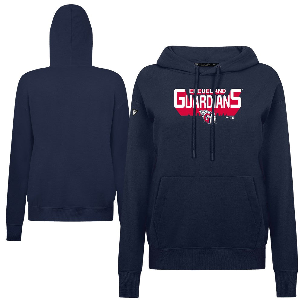 Cleveland Guardians Levelwear Women's Adorn Retro 3D Pullover Hoodie Navy