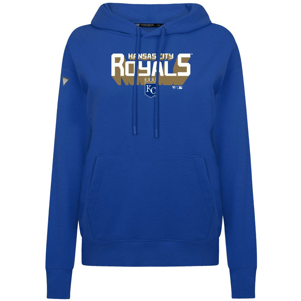 Kansas City Royals Levelwear Women's Adorn Retro 3D Pullover Hoodie Royal