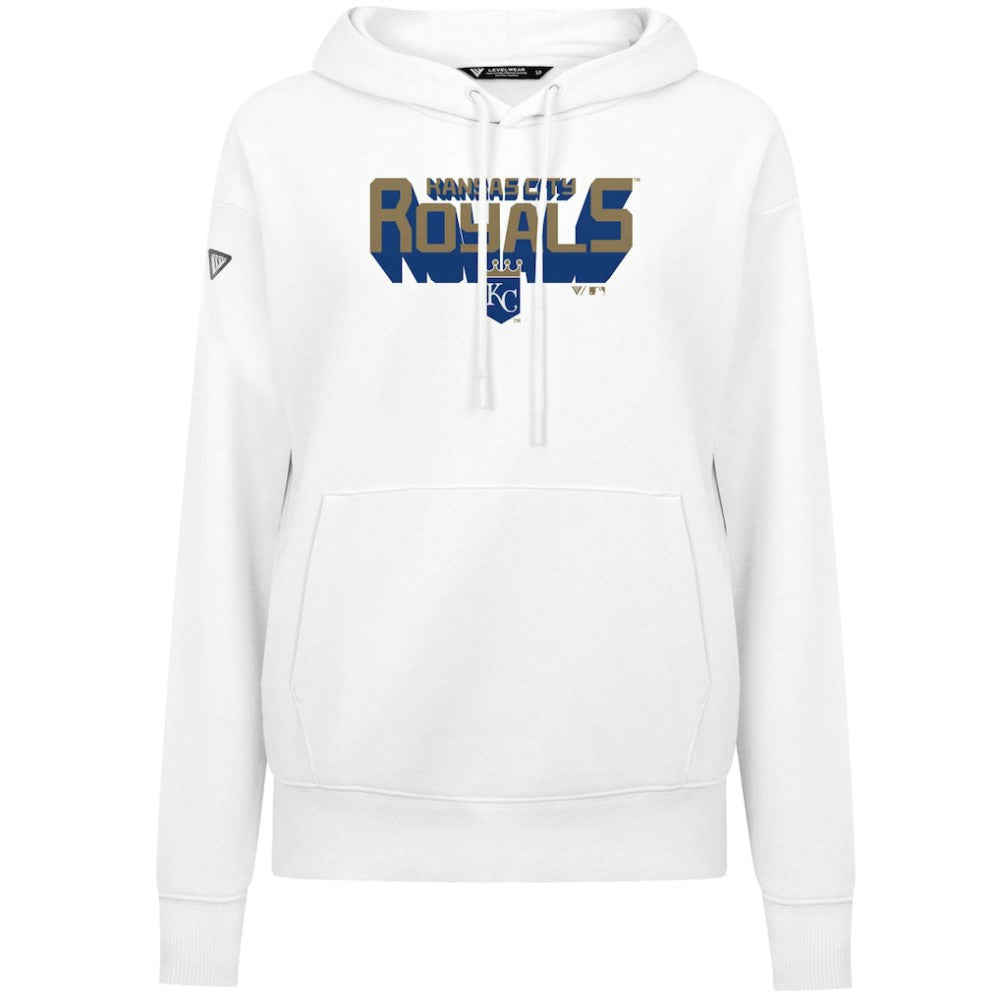 Kansas City Royals Levelwear Women's Adorn Retro 3D Pullover Hoodie White