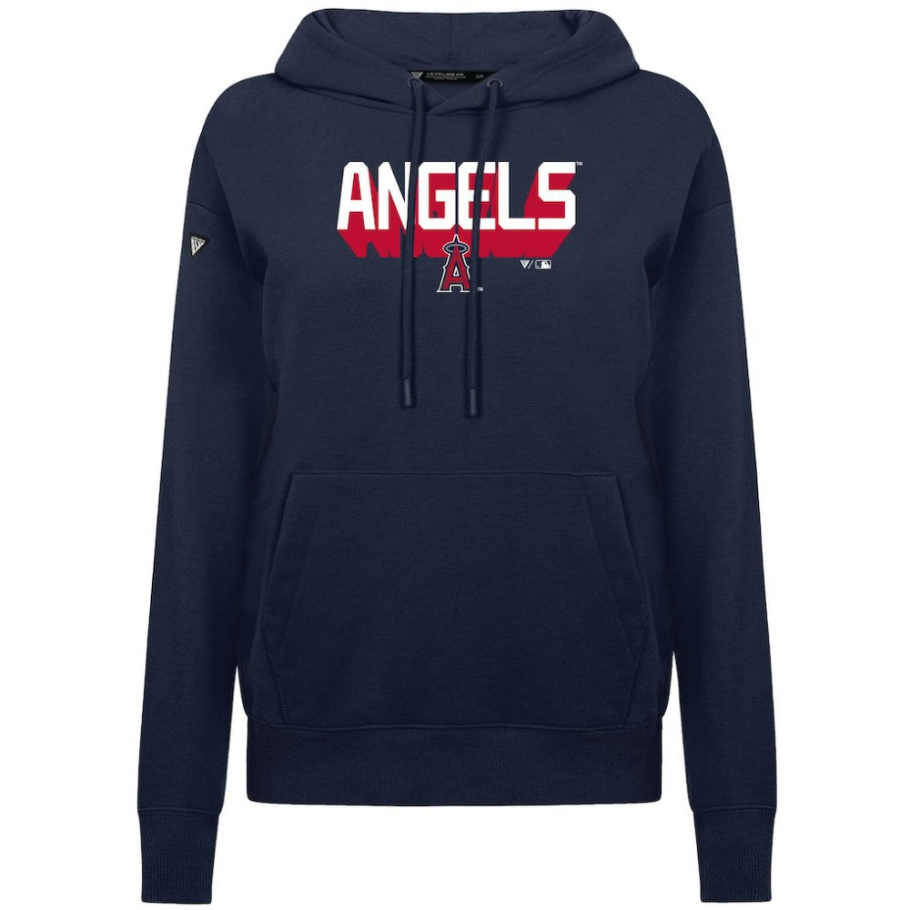 Los Angeles Angels Levelwear Women's Adorn Retro 3D Pullover Hoodie Navy