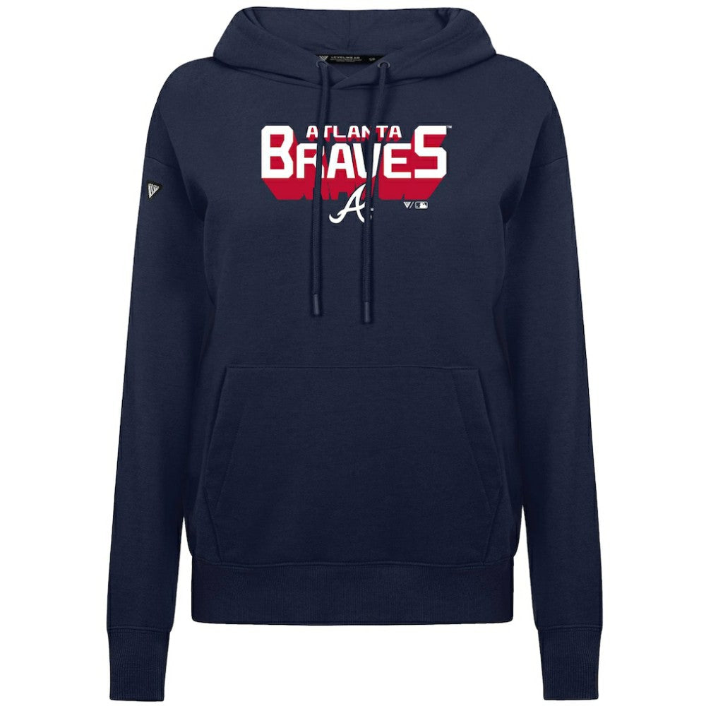 Atlanta Braves Levelwear Women's Adorn Retro 3D Pullover Hoodie Navy