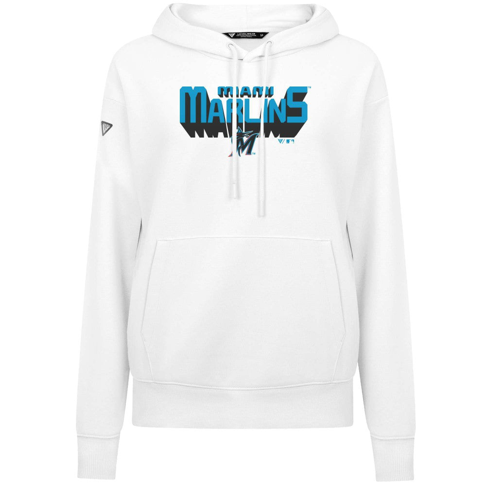 Miami Marlins Levelwear Women's Adorn Retro 3D Pullover Hoodie White