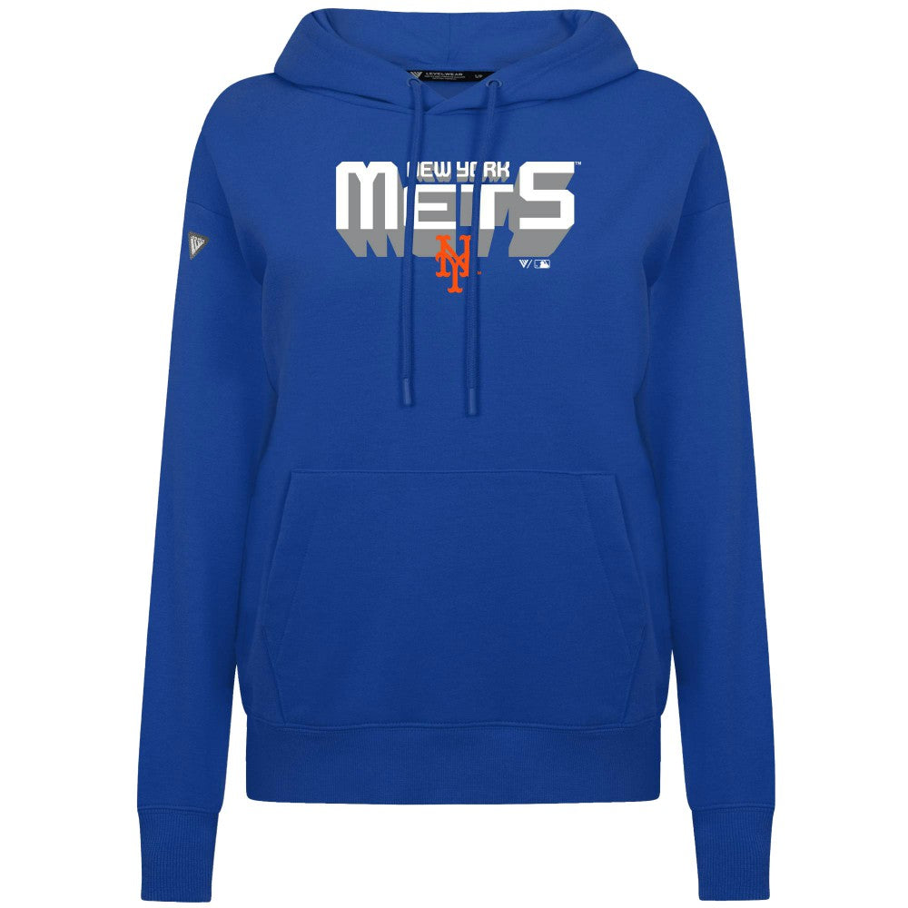 New York Mets Levelwear Women's Adorn Retro 3D Pullover Hoodie Royal
