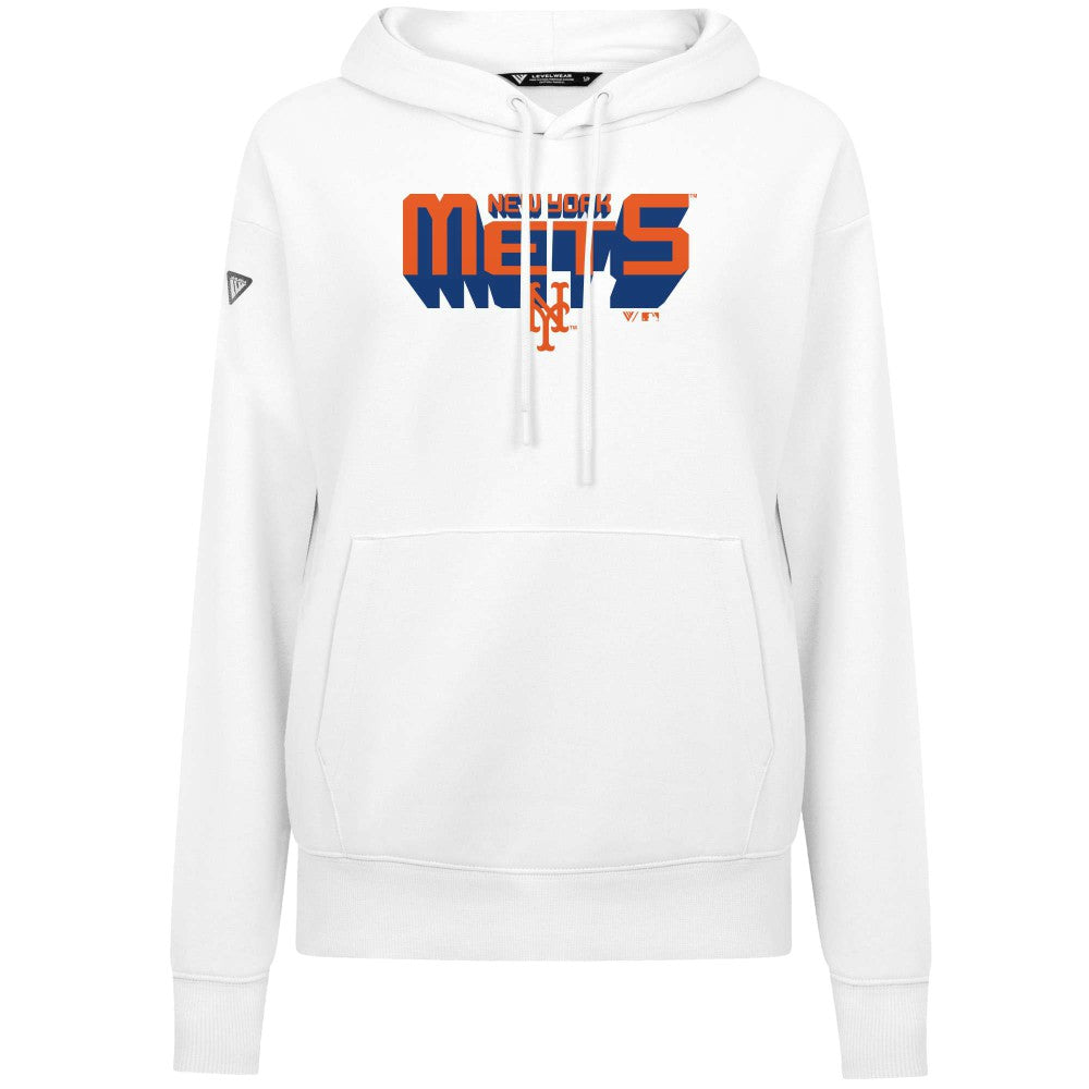New York Mets Levelwear Women's Adorn Retro 3D Pullover Hoodie White