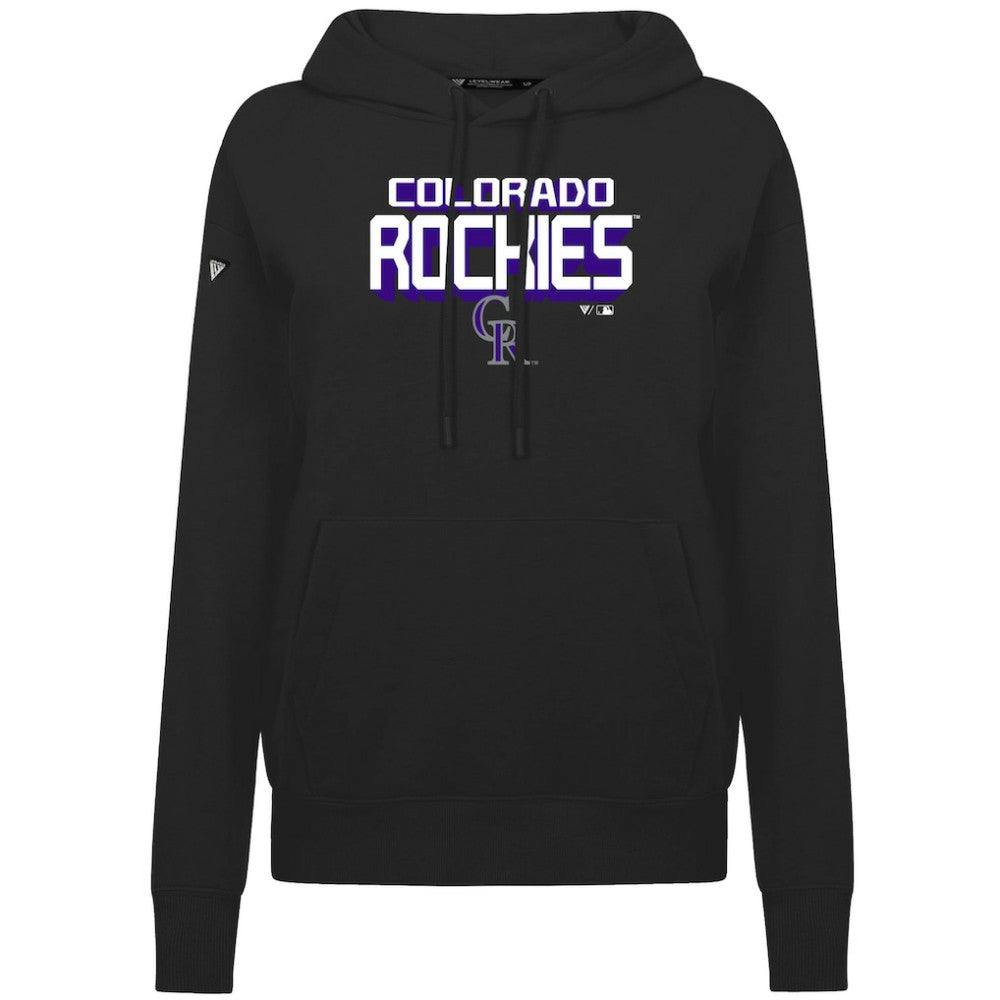 Colorado Rockies Levelwear Women's Adorn Retro 3D Pullover Hoodie Black