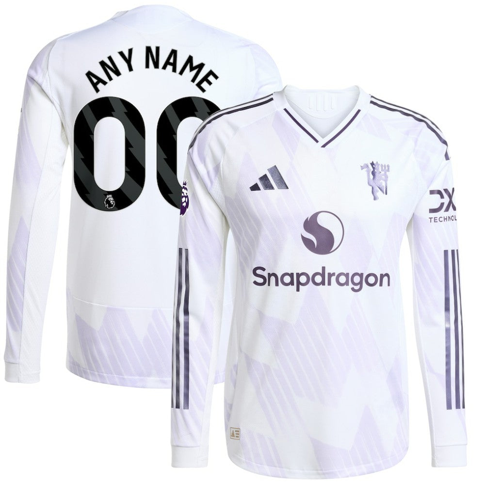 Manchester United 2025/26 Away Long Sleeve Custom Jersey - White on sale